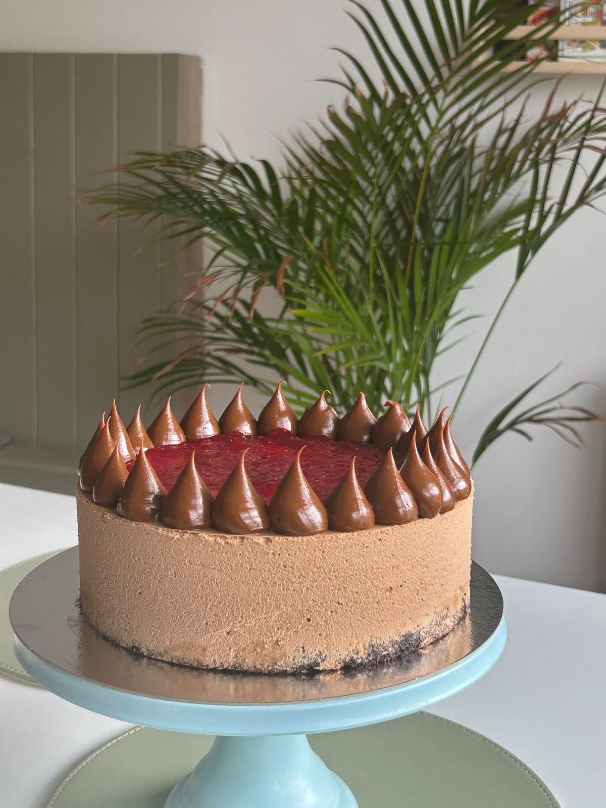 Chocolate Mousse Cake with Mixed Berries Coulis